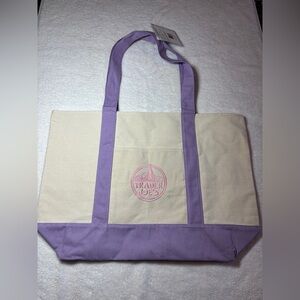Trader Joe’s - Large Lavender and Cream Canvas Tote Bag 2026!  20”x14”x6”. NEW